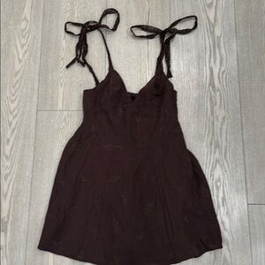 Zara brown embroidered dress